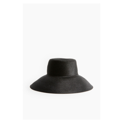 H & M - Slaměný klobouk's šikmou krempou - černá H&M