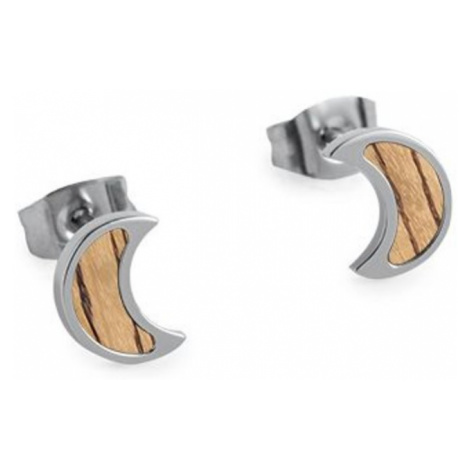 Náušnice s dřevěným detailem BeWooden Lini Earrings Halfmoon