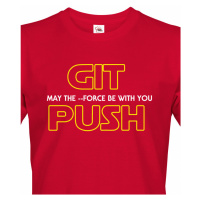 Pánské tričko pro programátory GIT, MAY THE FORCE BE WITH YOU, PUSH
