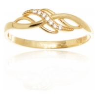Dámský prsten ze žlutého zlata se zirkony PR0444F + DÁREK ZDARMA