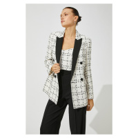 Koton Women's White Plaid Jacket