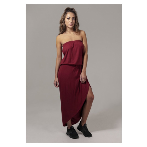 Ladies Viscose Bandeau Dress - burgundy Urban Classics