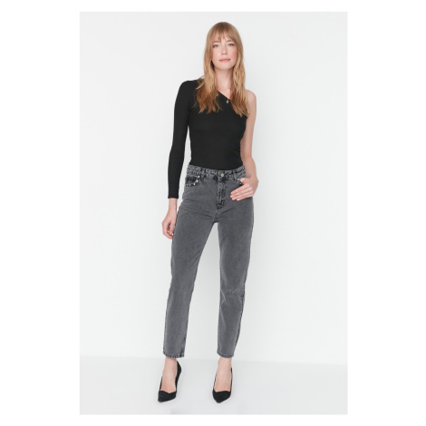Trendyol Black Trok Detailní džíny s vysokým pasem