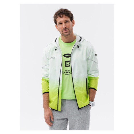 Zeleno-bílá pánská bunda Ombre Clothing