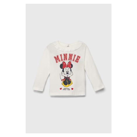 Dětské bavlněné tričko s dlouhým rukávem zippy x Disney bílá barva