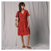 Blancheporte Kreponové šaty s macramé a volány terakota