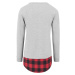 Long Flanell Bottom Open Edge Crewneck - gry/blk/red