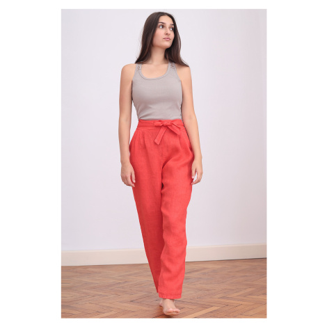 Oranžové dámské casual kalhoty
