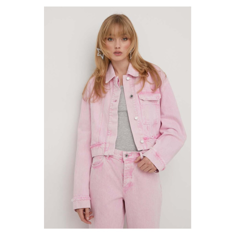 Džínová bunda Stine Goya Margaux dámská, růžová barva, přechodná, oversize