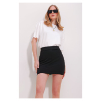 Trend Alaçatı Stili Women's Black Velcro Waist Mini Skirt