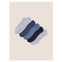 Sada pěti párů dámských puntíkovaných ponožek v modré, šedé a černé barvě Marks & Spencer Sumptu