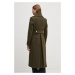 Vlněný kabát Barbour Reva Wool Military Coat zelená barva, přechodný, dvouřadový, LWO0234