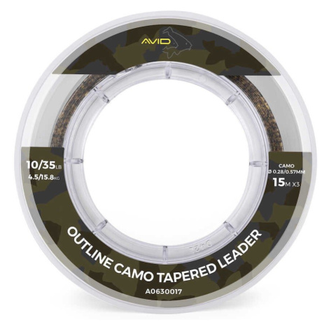 Avid Carp Ujímaný Šokový Vlasec Outline Tapered Leader Camo - 0,31 - 0,57mm