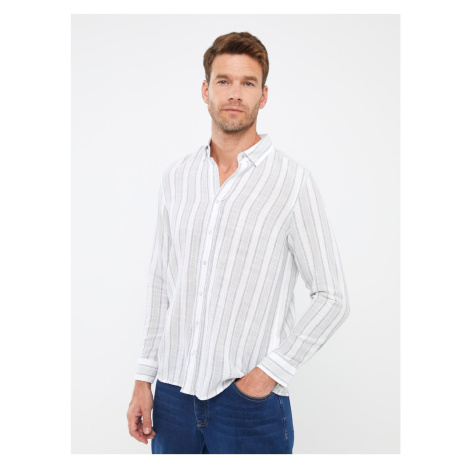 LC Waikiki Men's Slim Fit Long Sleeve Striped Dobby Shirt