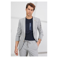 ALTINYILDIZ CLASSICS Pánský šedý oblek Slim Fit s průhledným vzorem a úzkým límcem.