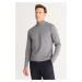 ALTINYILDIZ CLASSICS Men's Gray Standard Fit Normal Cut Half Turtleneck Knitwear Sweater