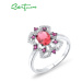 Stříbrný prsten zdobený růžovými kamínky FanTurra