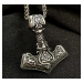 Camerazar Pánský náhrdelník s kladivem Thor Mjolnir, stříbrný, chirurgická ocel, délka řetízku c