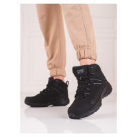 Designové černé dámské trekingové boty bez podpatku