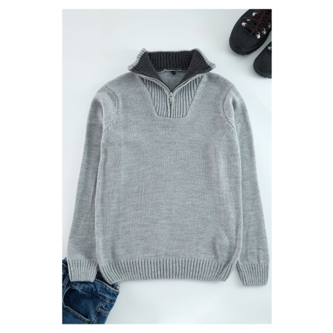 Trendyol Gray Regular Half Turtleneck Plain Knitwear Sweater