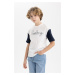 DEFACTO Boys' Oversize Fit Crew Neck Embroidered Short Sleeve T-Shirt