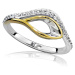 JVD Stříbrný bicolor prsten se zirkony SVLR0246SH8BK