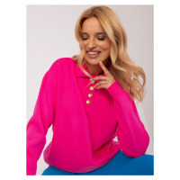 Fluo růžový oversize svetr s ozdobnými knoflíky