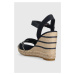 Sandály Tommy Hilfiger SEASONAL WEBBING WEDGE dámské, tmavomodrá barva, na platformě, FW0FW07088