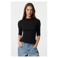 Trendyol Black High Collar 3/4 Sleeve Regular/Normal Fit Knitted Blouse