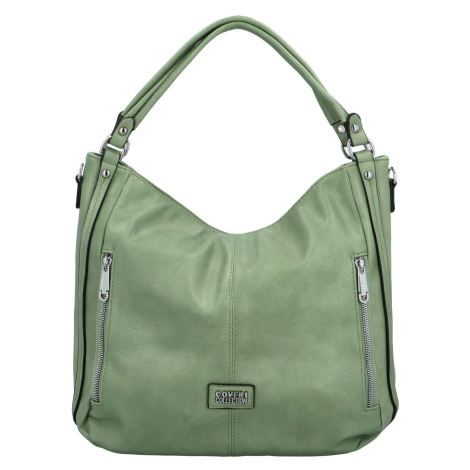 Trendy dámská koženková kabelka na rameno Ellera, zelená Coveri