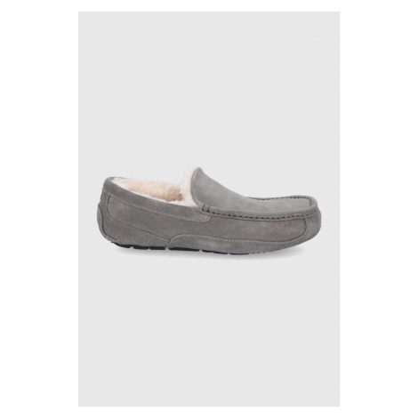 Kožené papuče UGG Ascot šedá barva, 1101110-GREY