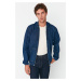 Trendyol Navy Blue Pánská džínová bunda s kapucí na zip