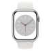 Apple Watch Series 8 Cellular 45mm stříbrný hliník s bílým sportovním řemínkem