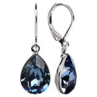 Levien Elegantní náušnice s krystaly Pear Denim Blue