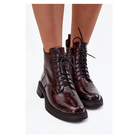 Lakované kožené dámské boty na klínu D&A LZ52-954