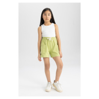 DEFACTO Girl's Pocketed Woven Labeled Shorts