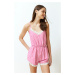 Trendyol Pink-Multicolor Striped Lace Detailed Woven Jumpsuit