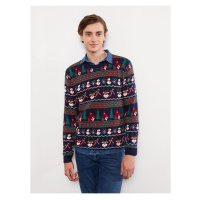 LC Waikiki Men's Crew Neck Long Sleeve Christmas Theme Knitwear Sweater