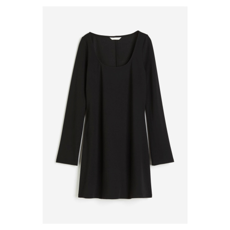 H & M - Žerzejové šaty's hranatým výstřihem - černá H&M