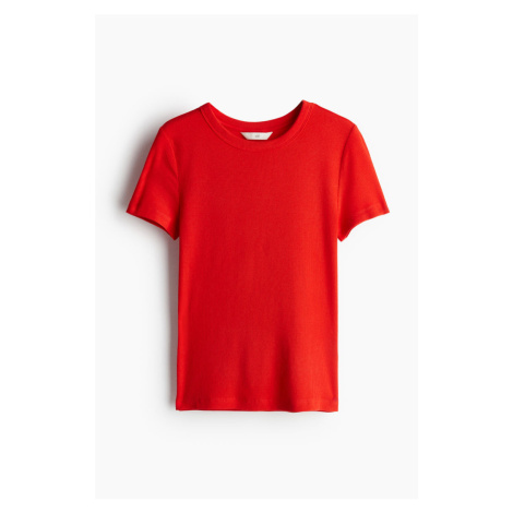 H & M - Žebrované tričko z modalové směsi - červená H&M