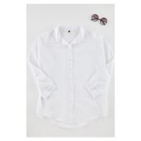 Trendyol Curve White Oversize Woven Shirt