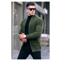 Madmext khaki základní pletený svetr s kapsami 5997