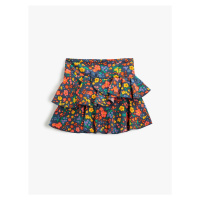Koton Floral Mini Skirt with Ruffle Tiered Elastic Waist.