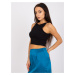 Černý žebrovaný crop top Margo --black Černá