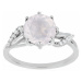 Prsten stříbrný s velkým broušeným růženínem a zirkony Ag 925 015554 RQ - 57 mm , 2,67 g