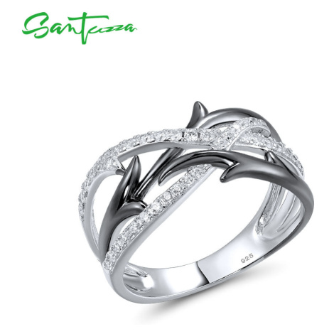 Stříbrný prsten s propletením černá větev FanTurra