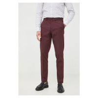 Kalhoty Sisley pánské, vínová barva, přiléhavé