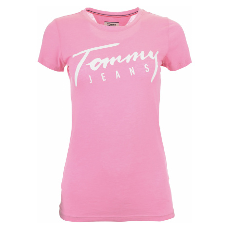 Dámské růžové tričko s nápisem Tommy Jeans