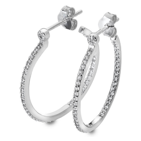 Hot Diamonds Stříbrné kruhové náušnice s diamanty Hoops Topaz DE623