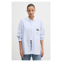 Bavlněná košile Lacoste modrá barva, relaxed, s límečkem button-down